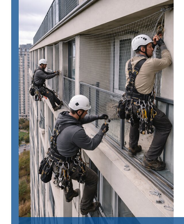 Профессиональный монтаж защитной сетки от птиц в Дубне